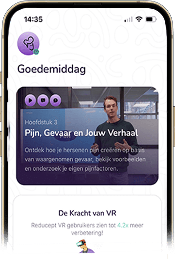 Pijnvrij VR training app interface voor chronische pijnbestrijding zonder medicatie